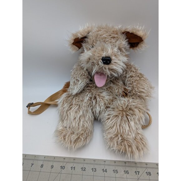Mango Shaggy Dog Plush Backpack 18 Inch  Brown 1998 Stuffed Animal Toy - Picture 1 of 11